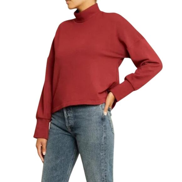 Amour Vert Mulberry Red Aubin Fleece Mock Neck Sweater - Picture 2 of 12